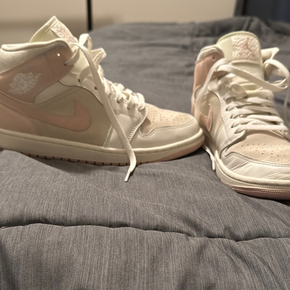 Nike Air Jordan’s High-Top Sneakers in White and Pink